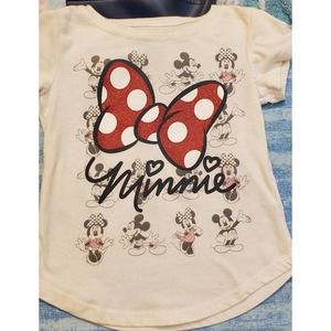 Disney Minnie Mouse Glitter Bow Little Girl Shirt